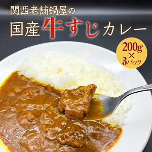【送料無料】【メール便】関西老舗鍋屋が作る牛すじカレー レトルトカレー 200g カレー レトルトパウチ 200g×3 常温保存 惣菜 スパイス カレールー ポイント消化 B級グルメ 送料無料