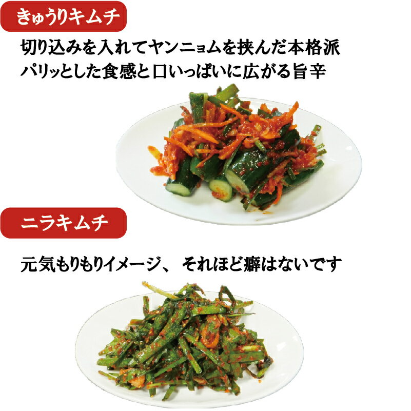 【送料無料】無添加 キムチ 2種類選択福袋 韓国料理 韓国食品【冷蔵のみ】 手作りのダシにこだわり化学調味料無添加　ギフト セット 詰め合わせ お取り寄せ グルメ プレゼント 白菜 カクテキ きゅうり ネギ ニラ 敬老の日