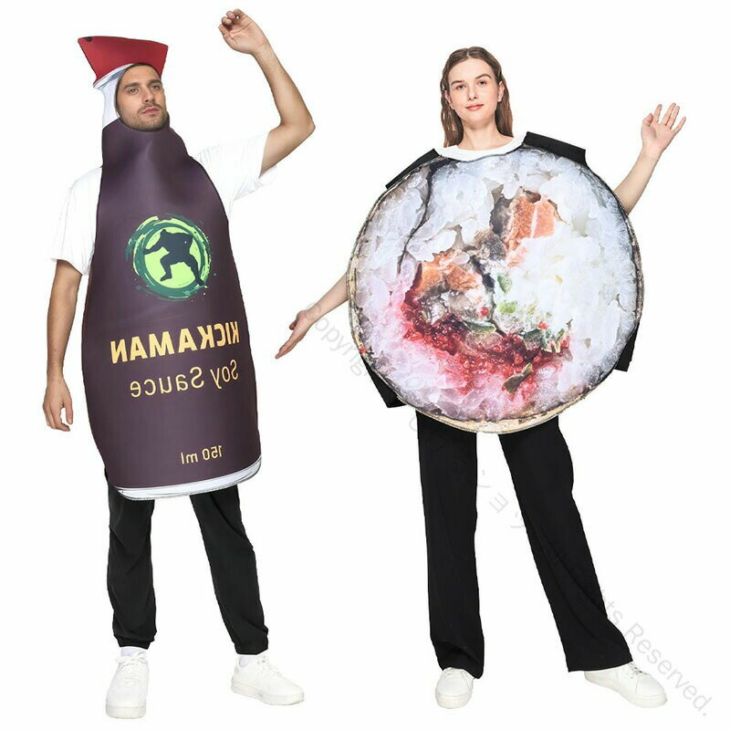 寿司と醤油大人用コスチューム ハロウィン コスプレ 衣装 仮装 おもしろい食べ物 コスチューム パーテ..