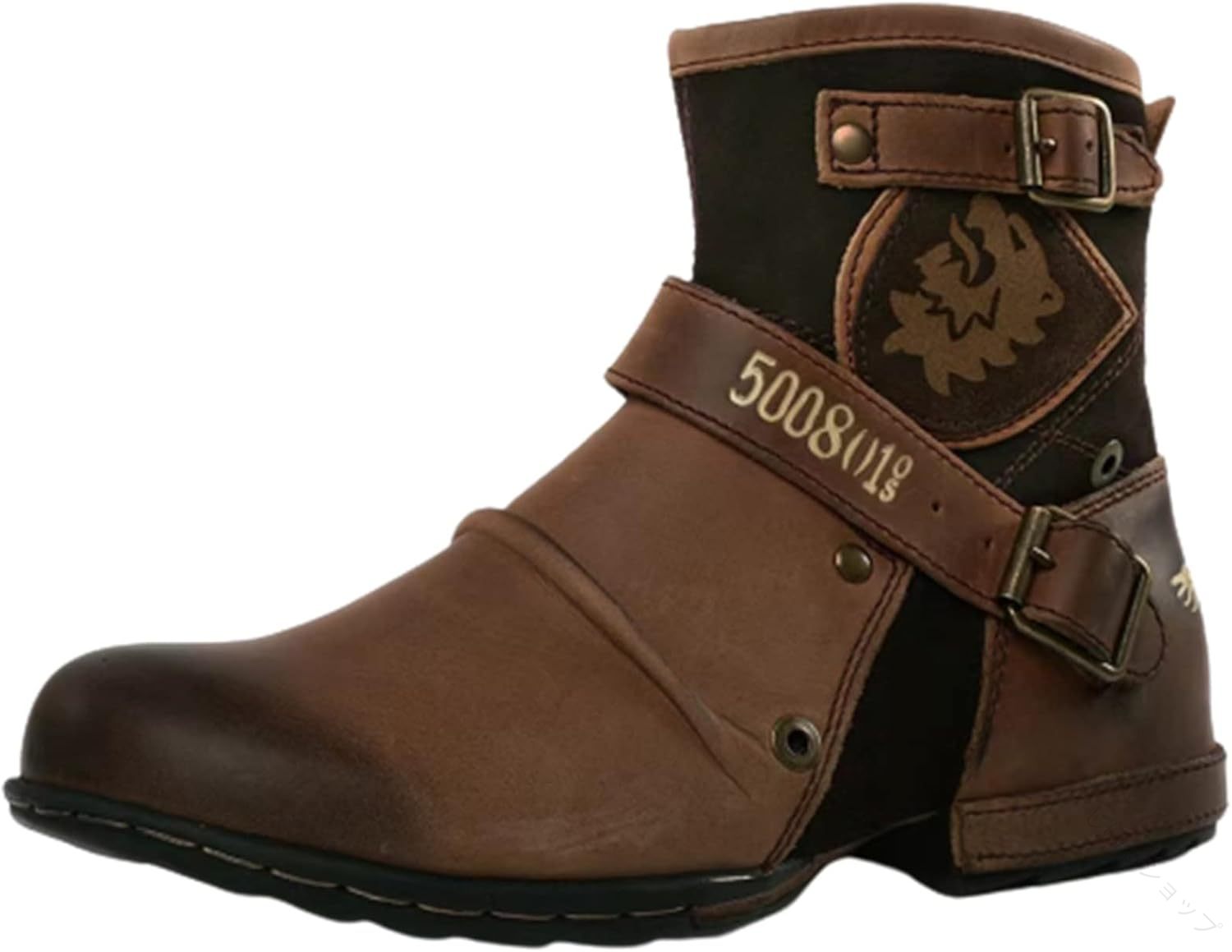 ライダーブーツ メンズ ワークブーツ 革靴 厚底 サイドジップ ベルト付き ライディング対応 秋冬春用 ..