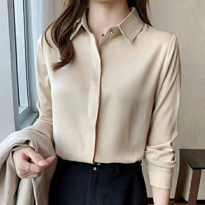 レディース 長袖 襟付き シャツ ブラウス 無地 シンプル 定番 フォーマル 大人っぽい エレガント 普段..
