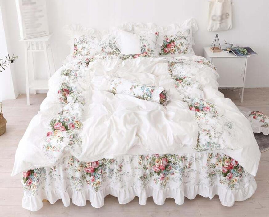 掛ふとんカバー 布団カバーセット ダブル お姫様風 1.2m 1.5m 1.8m 2.0m 掛け布団カバー フリル付き クイーンベッドカバー 4点セット 寝具カ...