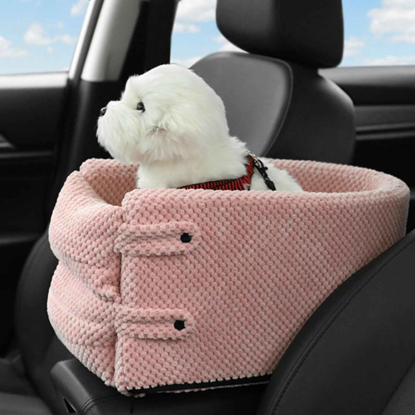 45*25*22cm 犬用ドライブボックス 小型犬対応ドライブベッド アームレスト付き ペット用犬猫兼用 車用..