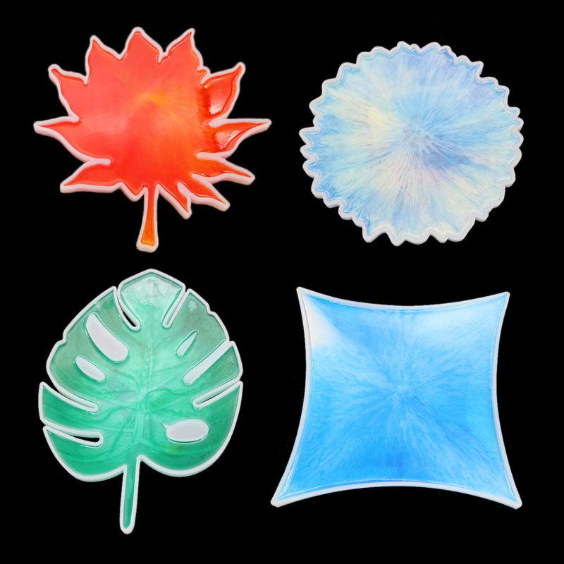シリコンモールド ハンドメイド コースター 鏡面 メイフ 葉っぱ ひし形 レジン クラフト 手芸 DIY 型 樹脂粘土