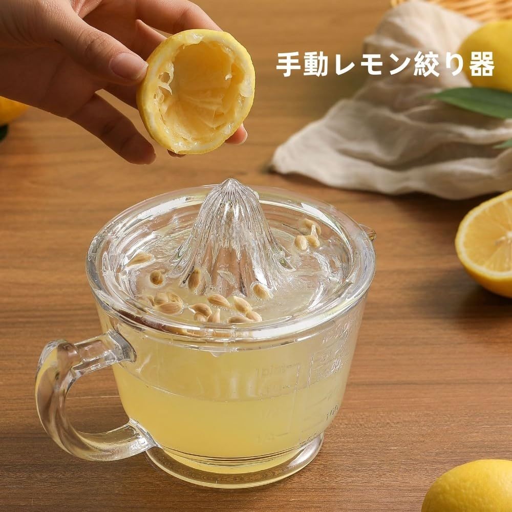 手動 ジューサー レモン シトラス ジューサー ハンドル 注ぎ口 透明 ガラス オレンジ ジュース 抽出器 ライム ホーム キッチン バー ガジェット 用 レモン ライム ジューサー 手動 ジュー shigerushop-10064292 しげるショップ サンプル画像2