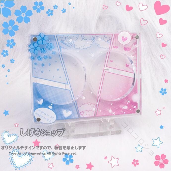 アクリル フレーム クリア 高透明 デザイン 2人 CP 対応 缶バッジ カード 収納用 ...