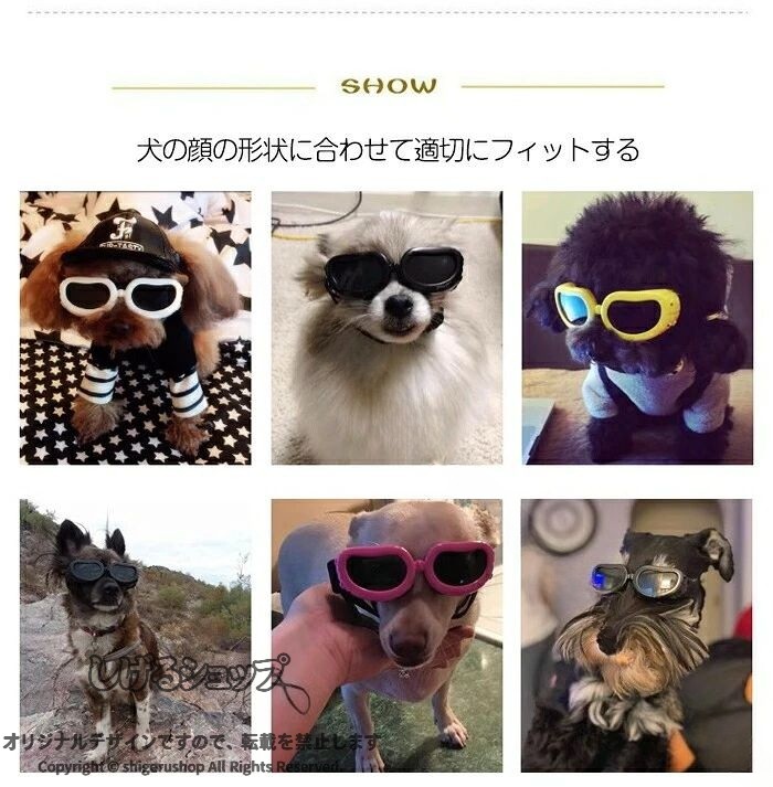 しげるショップの犬 ゴーグル 小型犬 ドッグゴーグル 犬用サングラス 紫外線対策 車酔い対策 UVカット 目の保護 高い光透過率 ペットゴーグル ペット用品 カー用品 お散歩グッズ 愛犬 メガネ 防風 防塵｜アングル3