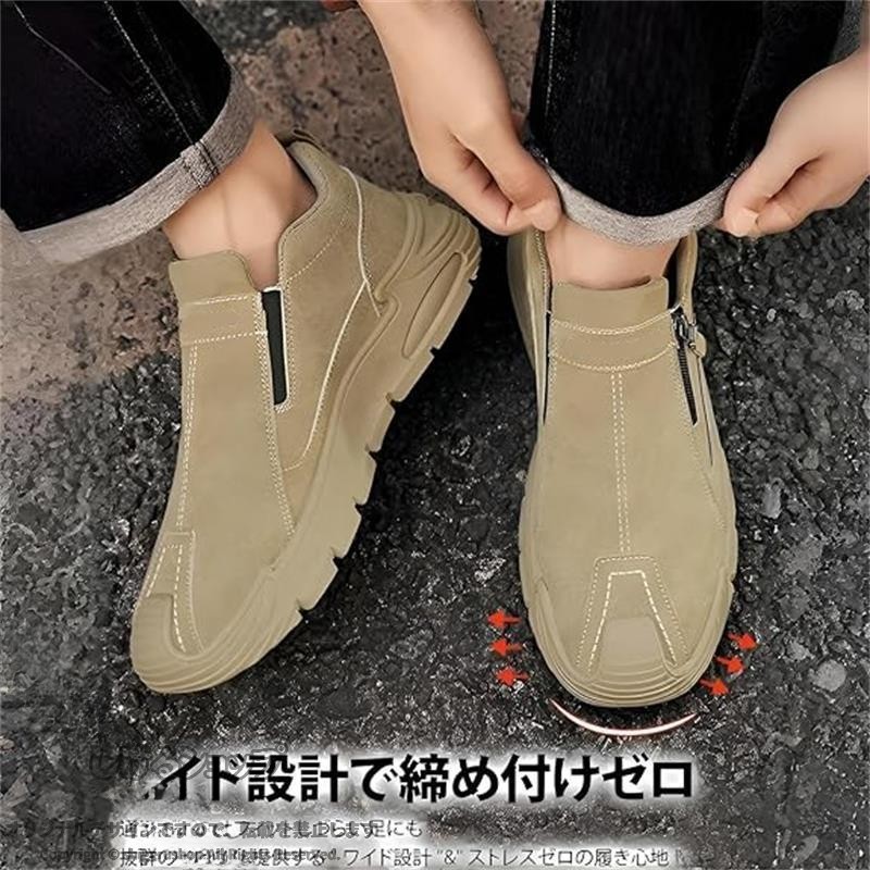メンズ防水シューズ 作業靴 安全靴 晴雨兼用 立ったまま着脱 ファスナー付き 軽量 厚底 栃木県産レザー 高耐久 通気性 快適 仕事用 疲れにくい 多機能 履きやすい 衝撃吸収 滑りにくい shigerushop-10087714 しげるショップ サンプル画像3