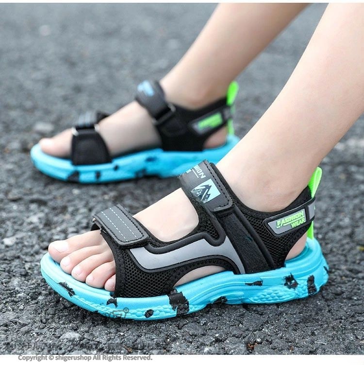 キッズ サンダル ジュニア 男の子 女の子 21cm 18.5cm 19cm 20cm 22cm 厚底 クッション性 マジックテープ 疲れない オシャレ 可愛い 履きやすい 通学 小学生 高校生 大学生 ガールズ 普段使い ビ