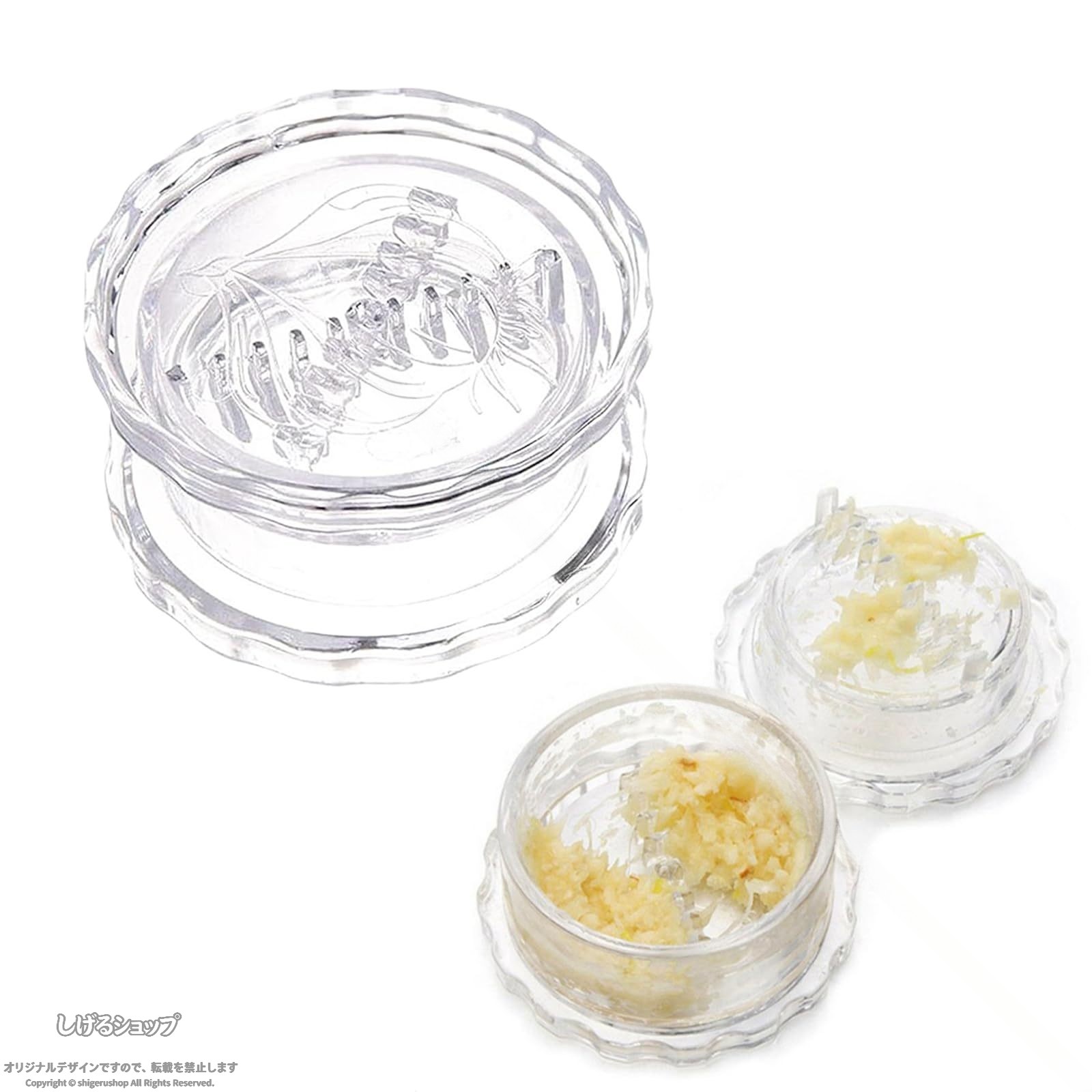 ガーリッククラッシャー 回転式ニンニクツイスター ニンニク潰し器 みじん切り にんにく絞り 生姜破砕機 おろし 千切り 透明 手動 多機能 家庭用 調理器具 キッチン用品 にんにく料理