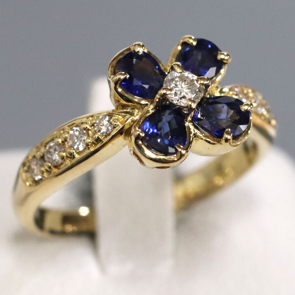 【中古】 K18サファイアダイヤモ...