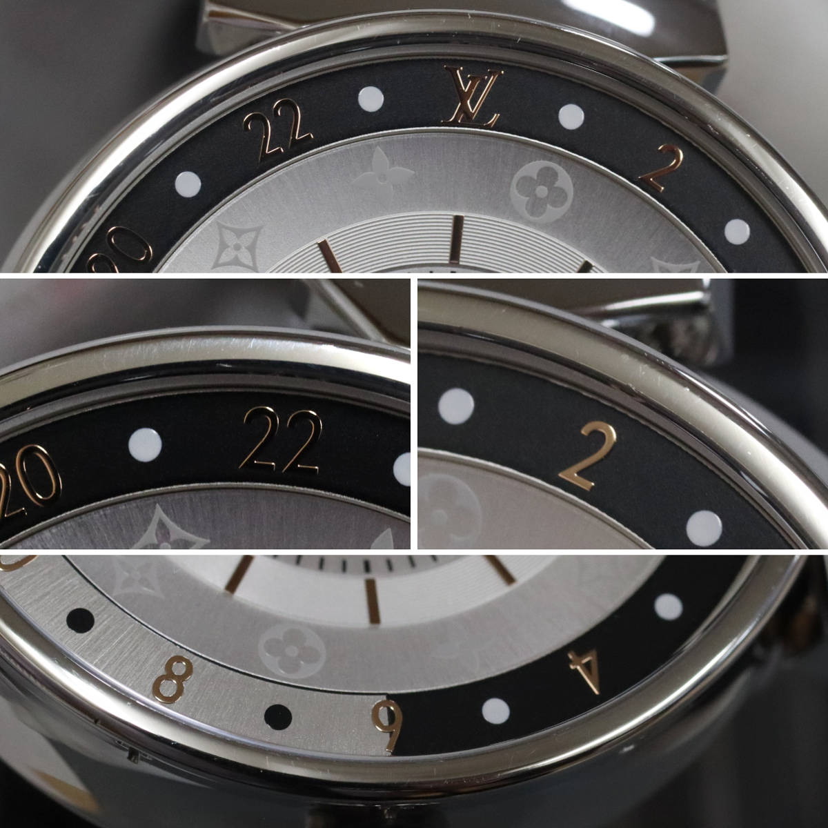 【中古】ルイ・ヴィトン タンブール ムーン デュアルタイム(QA105）