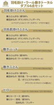 組布団 セット 西川【送料無料】【東京西川】Sanderson〜サンダーソン〜 羽毛掛け・ウール敷きトータルセット ダブル(羽毛掛け、羽毛肌掛け、敷きバッド、敷き布団、フェザーピロー【枕カバー付】)★ダブル6点セット、防菌、防ダニ加工★SD004-2