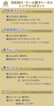 組布団 セット 西川【送料無料】【東京西川】Sanderson〜サンダーソン〜 羽毛掛け・ウール敷きトータルセット シングル(羽毛掛け、羽毛肌掛け、敷きバッド、敷き布団、フェザーピロー【枕カバー付】)★シングル5点セット、防菌、防ダニ加工★SD004-2