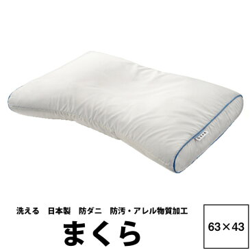 【楽天スーパーSALE】抗アレルギー布団 防ダニ 枕 Aller-Wall -アレルウォール- まくら（63×43cm） NF0600 22ww ウォッシャブルピロー 防汚 花粉が付きにくい アレル物質低減加工 ダニを寄せ付けない 肌に優しい ウォッシャブル 枕 洗濯可 清潔 洗える 敬老の日 プレゼント