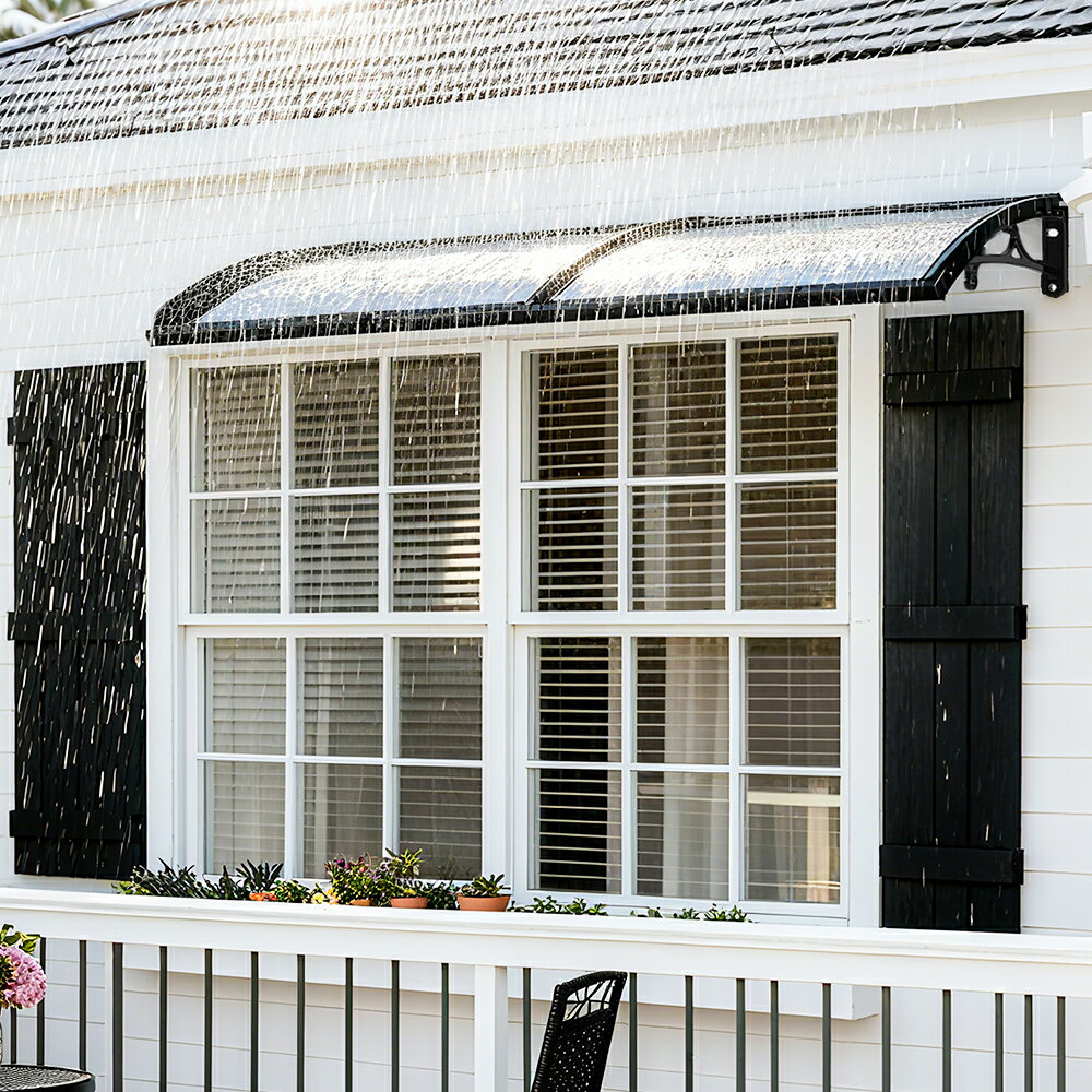 雨よけ 屋根庇 雪対策 ひさし 組立が簡単 雨よけ 雪よけ テラス 玄関 梅雨対策 住宅用 パティオ日除け 後付け 雨雪パネルをミュート ブラケット付き キャノピー テラス サンシェッター