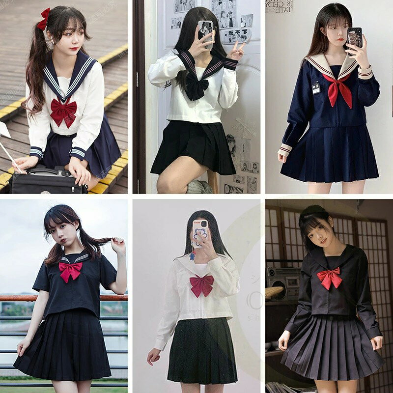 【期間限定ポイント10倍】セーラー服 コスプレ学生服 黒 半袖 衣装 長袖 セーラー服 リボン 黒 仮装 制服 S〜XXLサイズ 上下セット 女子 半袖 赤い蝶結び JK制服 高校生 可愛い 学園祭 大人 レディース セクシー コスチューム衣装 女子高生 学生清純 スクール制服