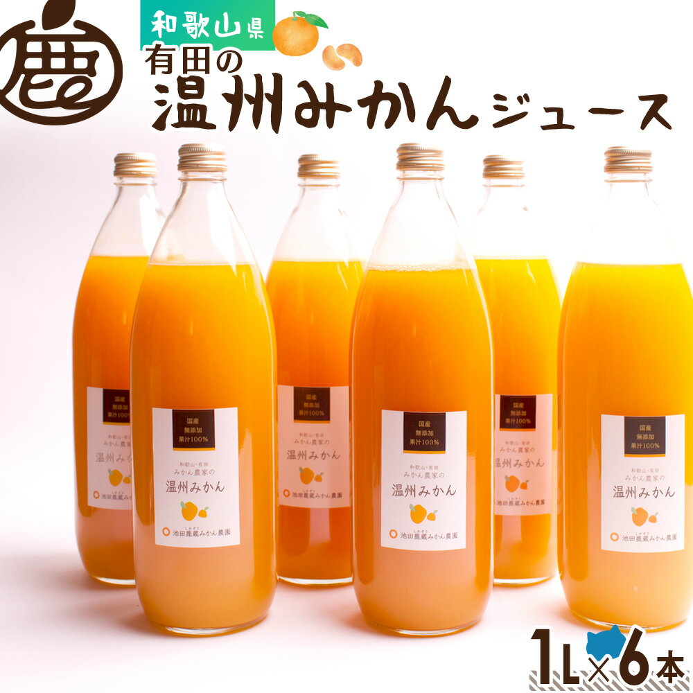 有田の温州みかん ジュース1L×6本 【 送料無料 無添加 国産 100 ストレートジュース みかん ミカン オレンジ 有田みかん 和歌山 大容量 】