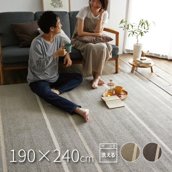 261 cm X 352 cm - 【P2倍★5/18限定】洗える日本製ラグ アルディ 約190×240cm【約3畳】 ホットカーペット床暖房対応 滑り止め付き 防ダニ ナチュラル シンプル