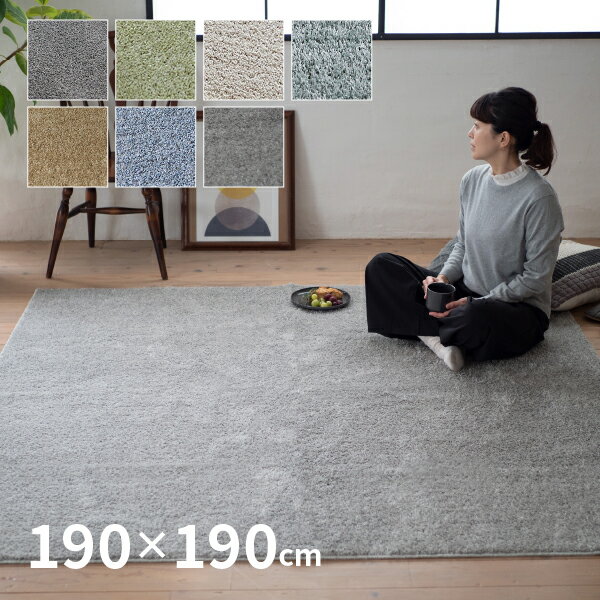 樂天商城 - 【5/11-15★200円クーポン有】洗える 防ダニ ラグ ルフレ 約190×190cm【約2.5畳】 日本製 無地柄 シンプル かわいい オールシーズン 滑り止め付き おしゃれ F☆☆☆☆