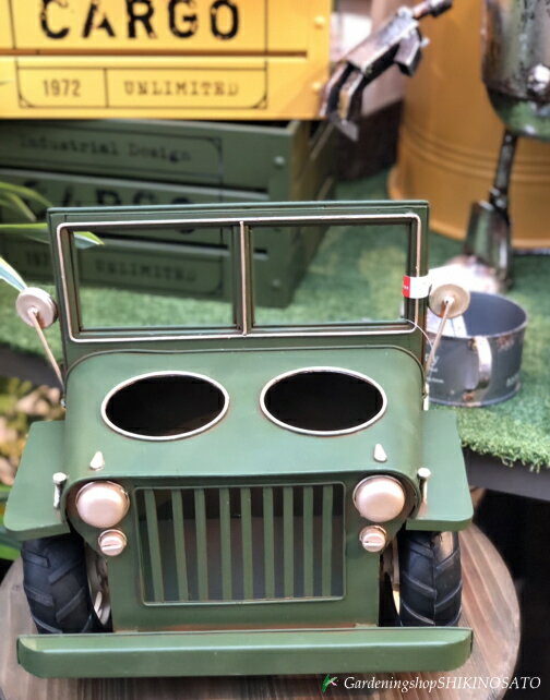 オシャレブリキカー/車型フラワースタンド/ドリンクホルダー