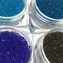 ガラス玉セットB 4色セット ネイル レジン 封入 青系 ブルー 紺色 藍色 透明 グラデーション つぶつぶ