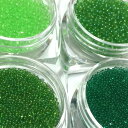 ガラス玉セットD 4色セット ネイル レジン 封入 緑系 グリーン 黄緑 透明 グラデーション つぶつぶ