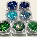 乱切りホログラム ブルー グリーン レジン ネイル ホログラム オーロラ 青 水色 緑 グラデーション キラキラ パーツ ハンドメイド