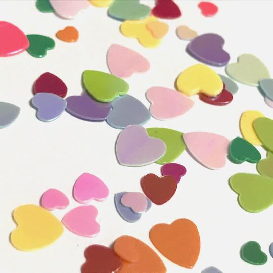ハートのホログラムS ミルキー カラーミックス サイズミックス 2.5mm 4mm 5.5mm 6mm パリパリ レジン封入 ハンドメイド