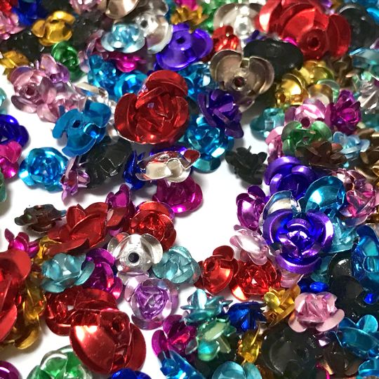 （約5g）アルミのバラ ビーズ カラーミックス 6mm～12mm パーツ