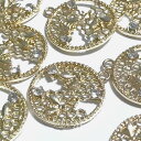 (2個セット)蜂と蜂の巣のチャーム A級ガラス ライトゴールド ラウンド ハチの巣 ハニカム ハニービー キラキラ パーツ ハンドメイド ハンドメイドアクセサリ...