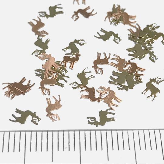 （10枚セット）トナカイのメタルパーツA ゴールド 鹿 クリスマス 動物 アニマル 薄型 ネイル レジン ハンドメイド 貼り付け デコパーツ