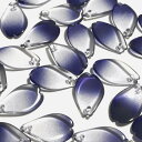 (6個セット)花びらのガラスチャーム グラデーション ブルーバイオレット 青紫 濃紺 ネイビー フラワー 花 ガラスビーズ パーツ ハンドメイド アクセサリー