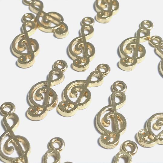 （4個セット）ト音記号のチャーム 音楽 音符記号 ライトゴールド 譜面 スコア ミュージック パーツ ハンドメイド ハンドメイドアクセサリー