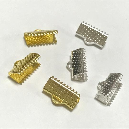 （10個セット）リボンエンド 13mm 金具 留め具 ゴールド ホワイトシルバー アクセサリーパーツ ハンドメイドアクセサリー ハンドメイド