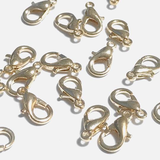 (4個セット)カニカン 12mm ライトゴールド 金具 留め具 セッティング マスクチャーム パーツ ハンドメイド