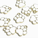 (2個セット)肉球のエポチャーム 白 ライトゴールド 犬 猫 動物 足跡 ホワイト アニマル ドッグ ネコ キャット パーツ ハンドメイド ハンドメイドアクセサ...
