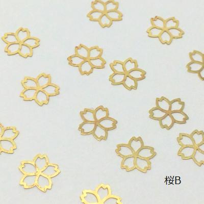 （10枚セット）桜のメタルパーツB フラワー ゴールド ネイル レジン封入 チェリーブロッサム 春モチーフ