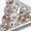 (2個セット)桜 ガラスビーズ 12mm玉 さくら プリント クリア ピンク 花模様 花柄 春モチーフ 手芸パーツ ハンドメイド