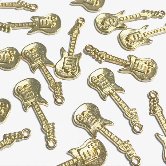 （6個セット）ギター チャーム ゴールド 26mm×10mm B級品 エレキギター 音楽 楽器 パーツ music ハンド..