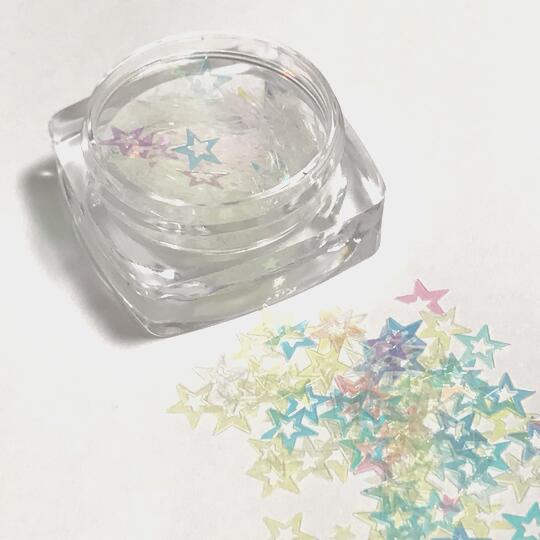 星のホログラムg ミルキーホワイト オーロラ 6mm キラキラ スター ネイル レジン封...