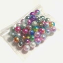 (50個入り)穴無しパールセット カラーミックス ネイル レジン 封入 6mm玉