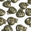 (6個セット)ジャック・オー・ランタンのチャーム パンプキン 金古美 ハロウィン かぼちゃ パーツ ハンドメイド