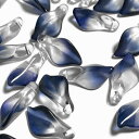 (6個セット)花びらのガラスチャーム グラデーション サファイア ブルー 青 紺 濃紺 フラワー 花 ガラスビーズ パーツ ハンドメイド アクセサリー