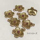 (2個セット)A級ガラス 桜のチャーム ライトローズ ライトゴールド チェリーブロッサム 春モチーフ フラワー レジン ラインストーン ミール皿 パーツ ハンドメイド