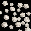 (20個セット)ローズ デコパーツ ホワイト 7mm 5mm サイズミックス 白 アクリル 薔薇 カボション バラ パーツ ネイル 3D 貼り付け お花 フラワ...
