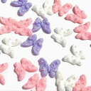 (5個セット)蝶のデコパーツ ピンク ホワイト パープル アクリル オーロラ キラキラ 蝶々 チョウ バタフライ 桃色 白 紫 パーツ 貼り付け ハンドメイド ...