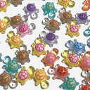(12個セット)海亀のデコパーツ 小さめ カラーミックス アクリル ホヌ ウミガメ 亀 マリンモチーフ ハンドメイド パーツ