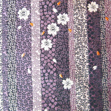 高級生地(金襴・はぎれ)の切売り販売 和柄 着物生地(紺桜)巾70cm×50cm・より50cm毎 販売(100cm未満ネコポス便対応)