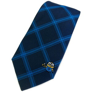 ミニオン キャラクター ネクタイ 可愛いプレゼントに最適なネクタイです。 紺色 チェック